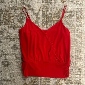 White House Black Market Red Cami With Button Detail and Spaghetti Straps Y2K